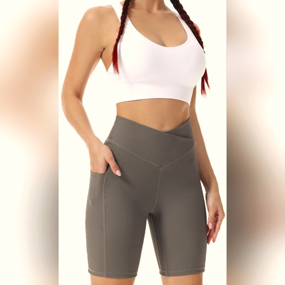 SunZel Pants - Sunzel Women's Shorts High Waist Tummy Control/ Deep Pockets Green Sz XS SNWOT